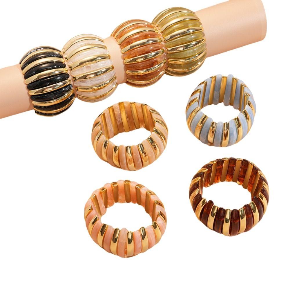 Wide Exaggerated Bracelet Elastic Rope Bead Wide Chunky Bangles Acrylic Bangle  Decoration