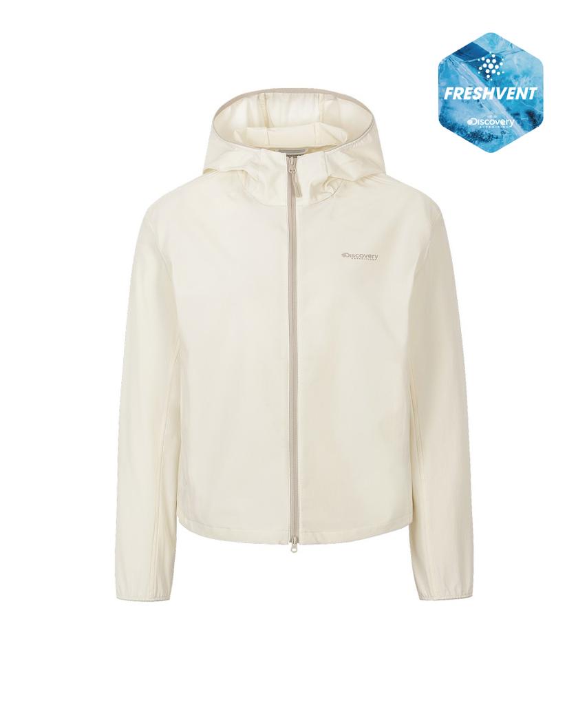 Discovery Expedition Women'S Freshvent Lightweight Woven Training Hooded Jacket (D/Ivory)
