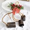 Iron Metal Bell Pendant Jute Rope Hanging Bell Decor New Christmas Bell Ornament  Wreath Accessory