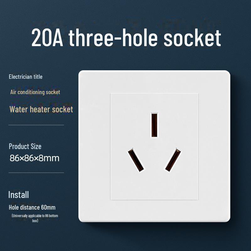 Suure võimsusega 86 tüüpi kliimaseadme pistikupesa, 20A koos lülitiga ja 25A kolmefaasiline neljajuhtmeline paneel