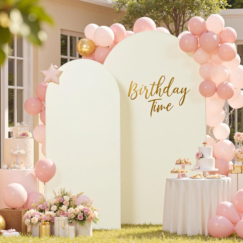 6,6/7,2 Fuß Elfenbein Spandex Bogen Fotoabdeckungen Dehnbare Kulisse für Hochzeit, Geburtstagsparty, Babyparty, Bankett Bogen Dekoration