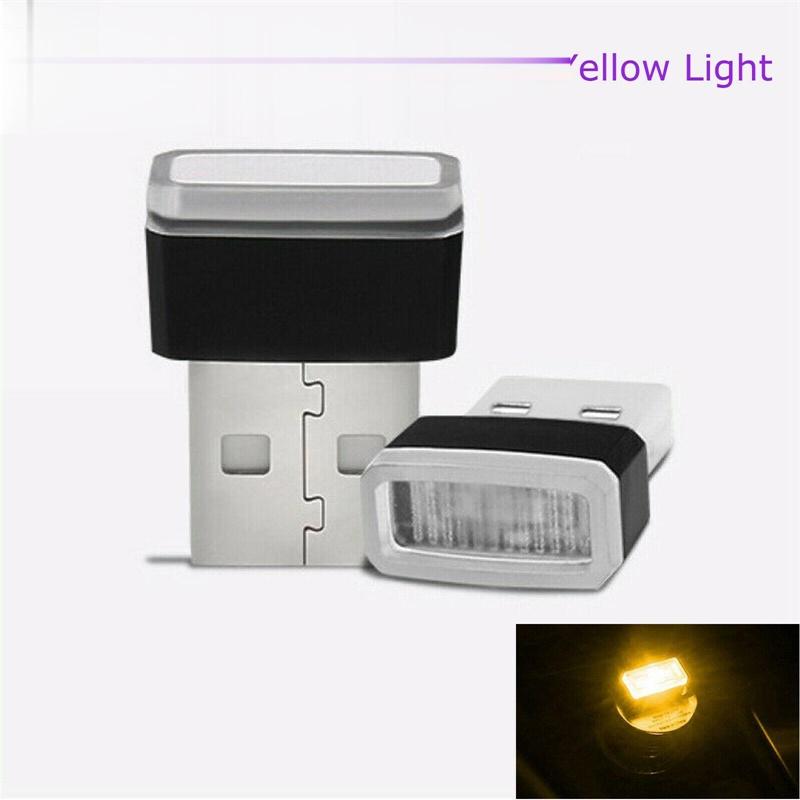 

5 шт. портативный USB 5 В мини светодиодный свет красочный ночник для автомобиля атмосферная лампа яркий аксессуар отличительный световой эффект жёлтый