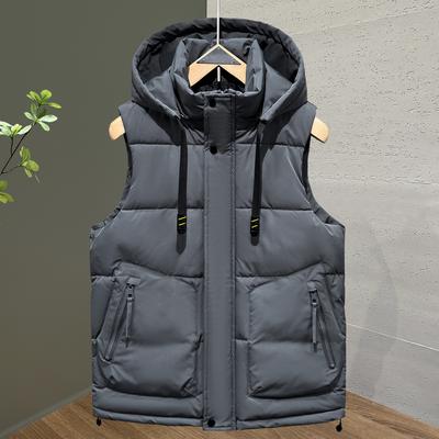 Fashion Men's Warm Vest Winter Sleeveless Jackets Hooded Plus Size Thick Man Coat