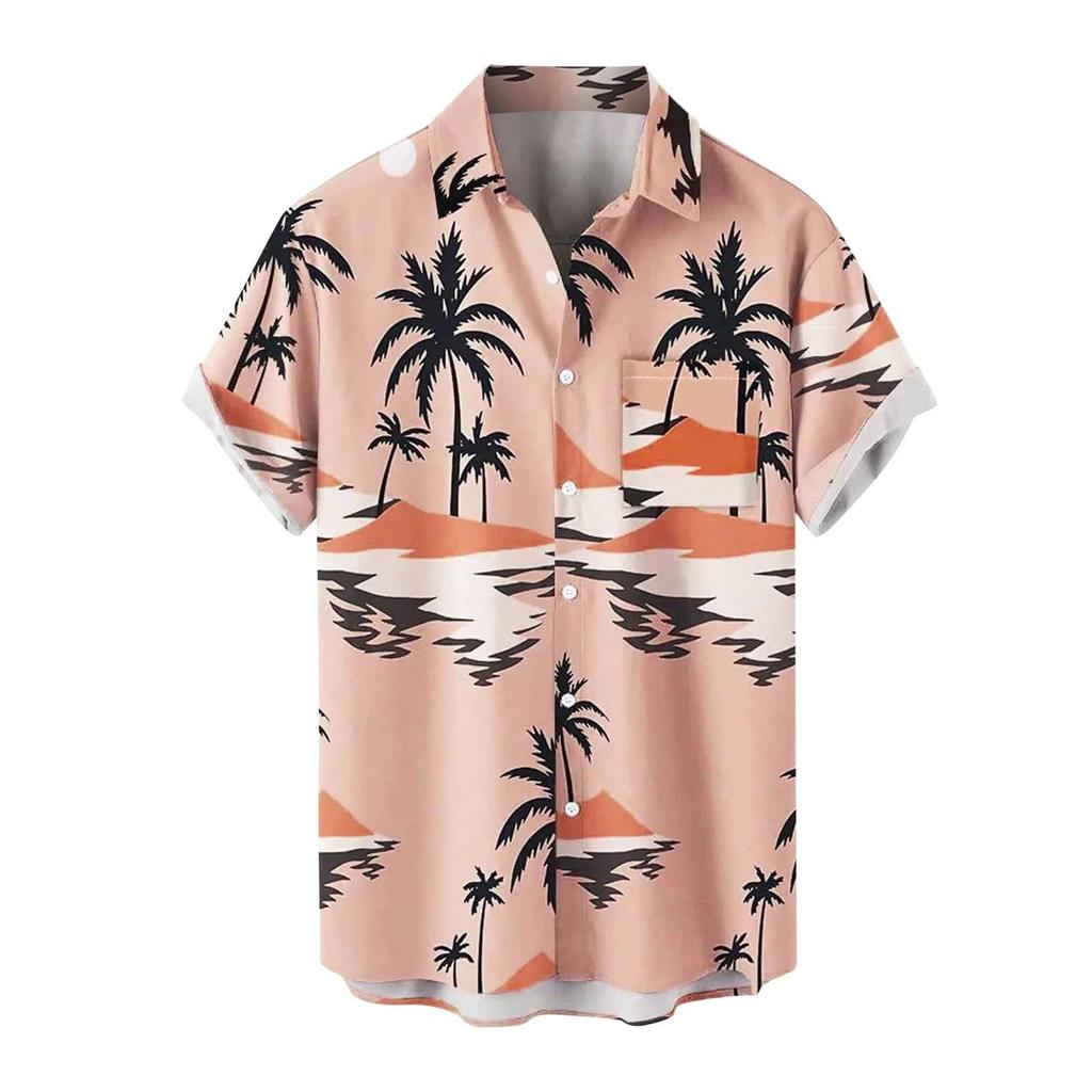 Men'S Hawaiian Vacation Casual Short Sleeve Shirt 3D Printed Fashion Loose Lapel