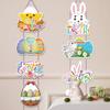 Easter Paper Door Hanging Pendant 2024 Home Party Cartoon Rabbit Eggs Door Hanger Decorative Plaque Signs Ornament Gift