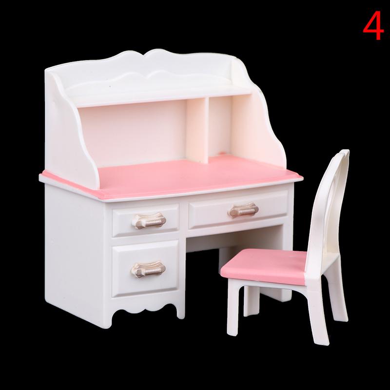 Doll Play Dollhouse Furniture Desk+Lamp+Laptop+Chair Accessories For 1/6 Doll