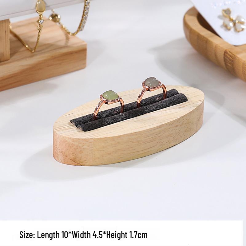Solid Wood Minimalist Ring Display Tray with 20 Slots