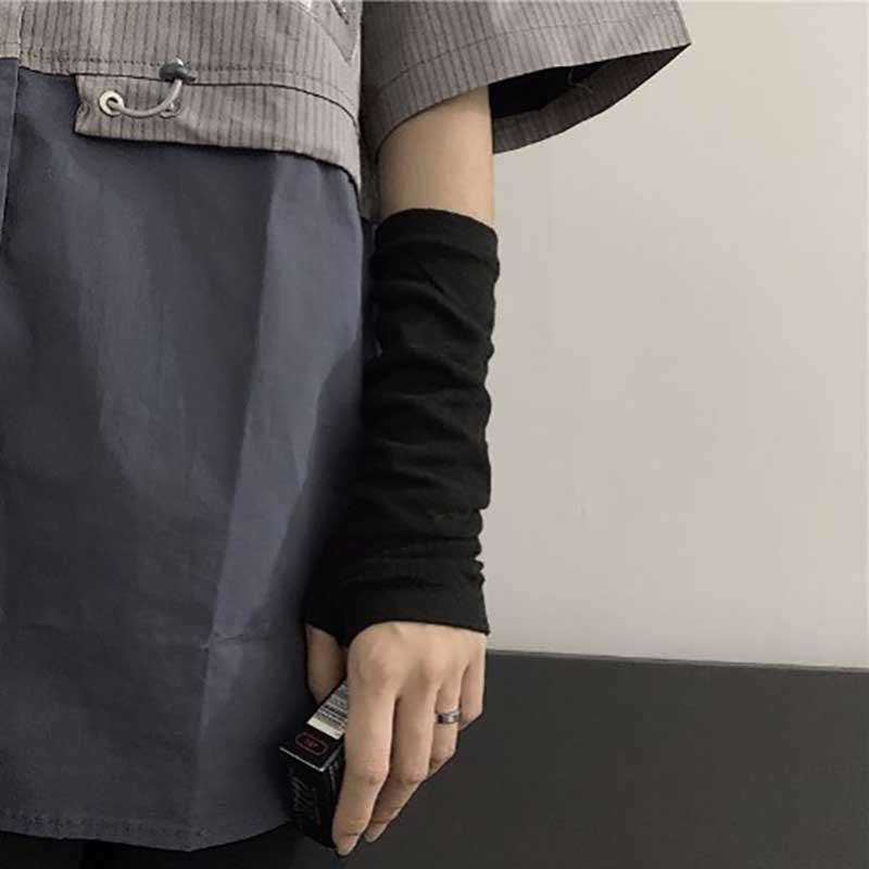 Women's Rainbow Stripe Half-Finger Cotton Dance Gloves with Sun Protection