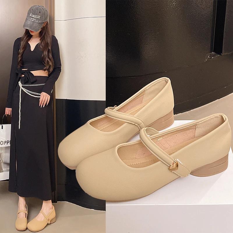 Round Toe Shoes for Women 2025 Gothic White Mary Jane Flats Ladies Summer Footwear Moccasins Black Japanese Style Lolita Cute
