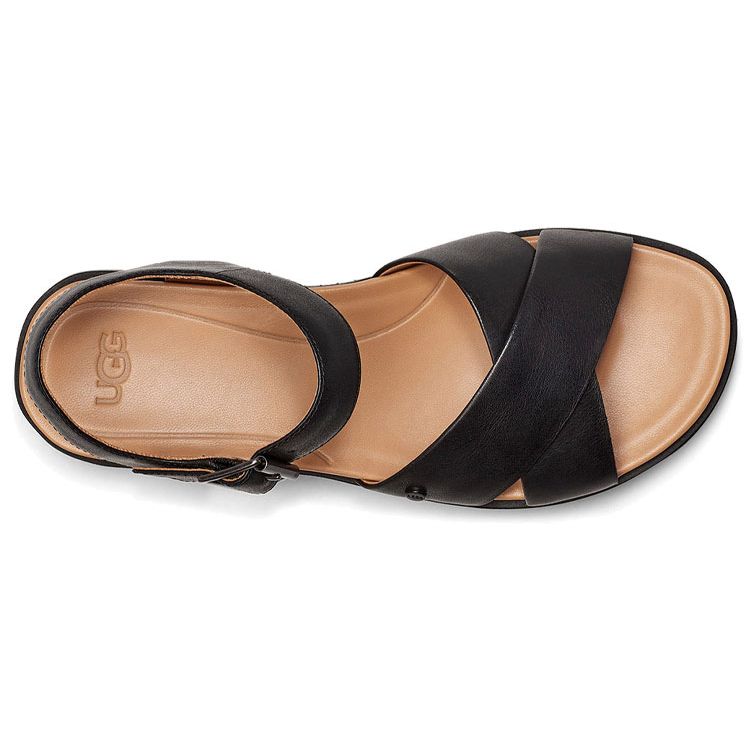 UGG Women's Zoie Sandal Black Open Toe Ankle Strap Casual Summer Sandals 1116372-BLK