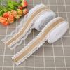 2pcs 5MRoll Burlap Rolls with Lace Hessian Jute Ribbon for Wedding Decoration Craft