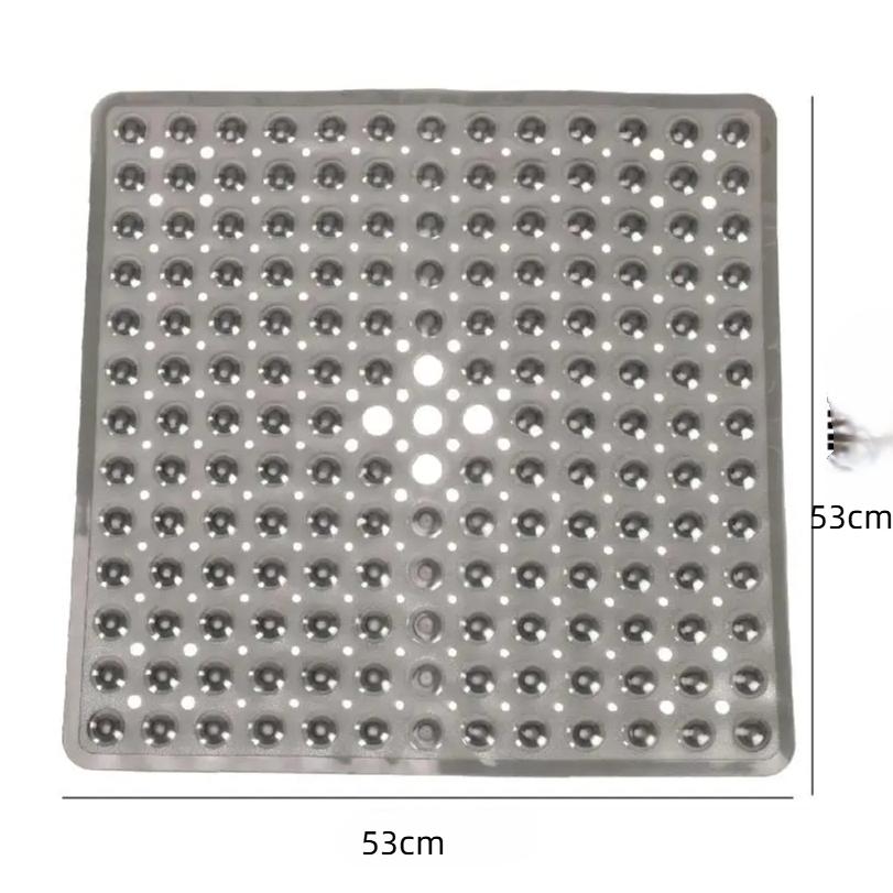 Square Bath Mat, Non-slip Bath Mat with Suction Cup, Bath Mat, Drain Hole, Machine Washable