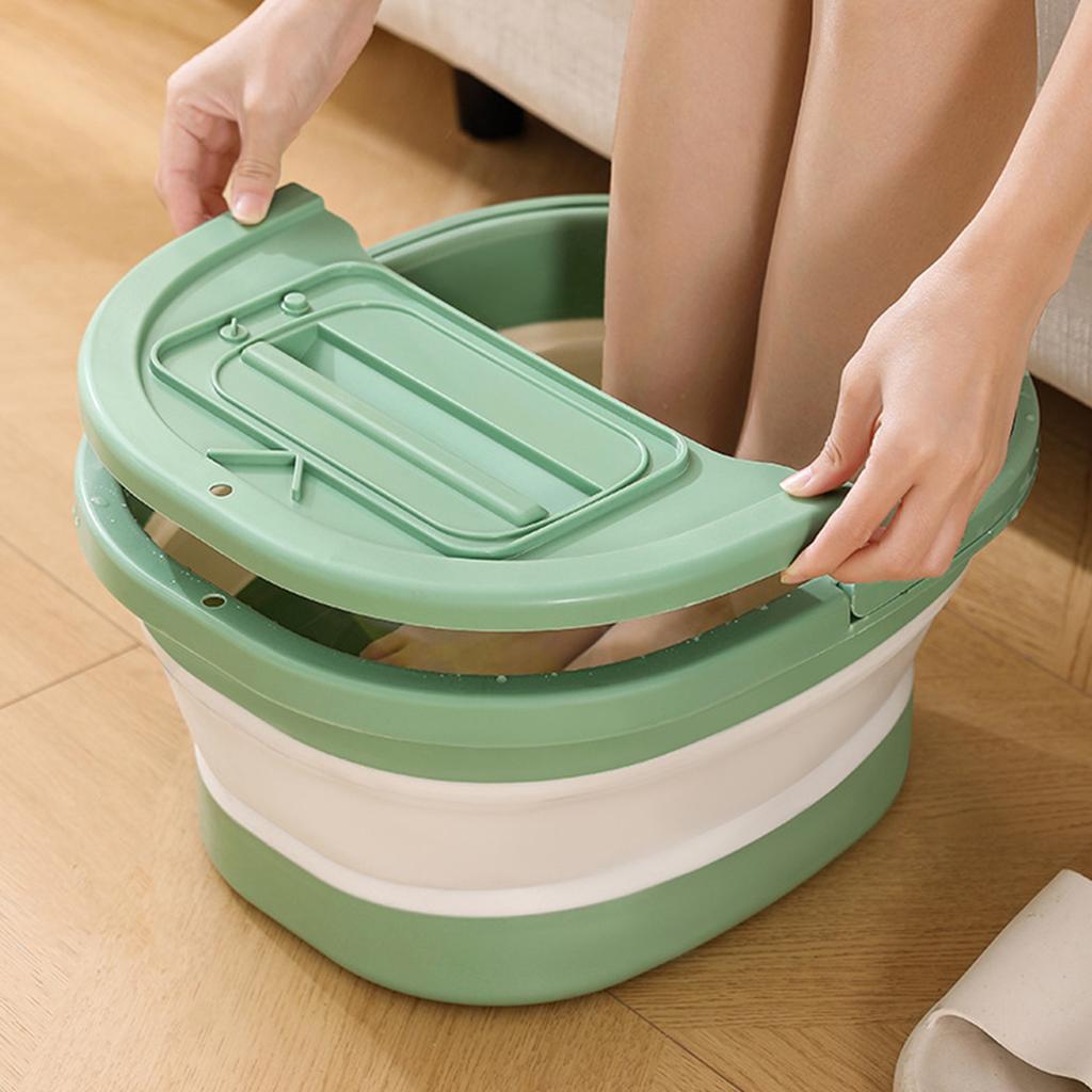 Foot Bath Tub Foldable Thickened Foot Soaking Basin with Massage Point for Home Apartment Dormitory Green White