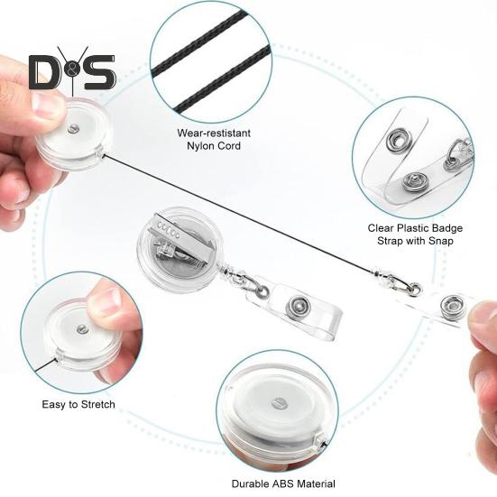 Bow Badge Reel for ID Card Badge 360 Degree Rotation Clip Sparkling Non-Slip Retractable Badge Holder Clip for Doctor Nurse Medical Staff Office