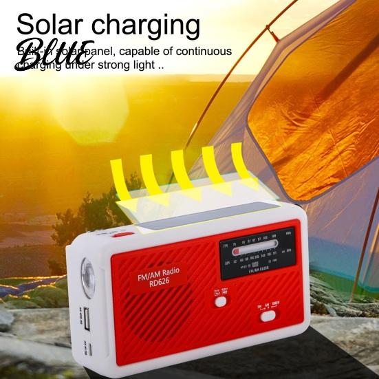 Radio with SOS Alarm Hand Crank Solar Emergency Radio, LED Flashlight, Alarm, Cell Phone Charger, Portable AM FM for Outdoor Survival Camping