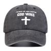 Unisex God Wins Cross Print Wash Baseball Caps Spring And Autumn Outdoor Adjustable Casual Hats Sunscreen Hat Sports Cap