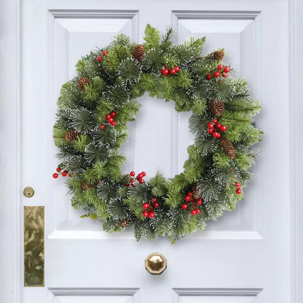 With Pinecone and Berry Xmas Wreath Gifts Christmas Table Decoration  For Door Window Fireplace