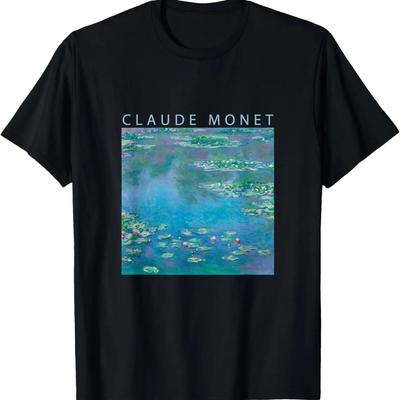 Claude Monet Funny T-shirt Water Lilies Impressionism Painting Art Men Women Funny Clothes Art Present Oil Painting T-Shirt
