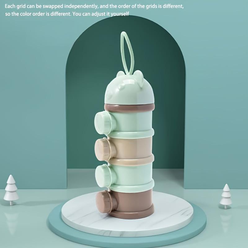 1pc Portable Four Layer Milk Powder Box, Milk Powder Container, Food Storage Snack Rotating Box