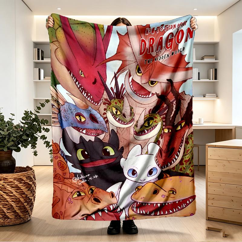 How to Train Your Dragon Print Blanket - Soft & Comfortable, for Bedroom, Travel, Sofa, Home Decoration - Birthday Christmas Gift for Friend