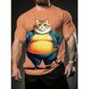 Summer Plus Men's Casual T-shirt Fashionable Blue Cat 3D Printed Sports Short Sleeved Round Neck Tops