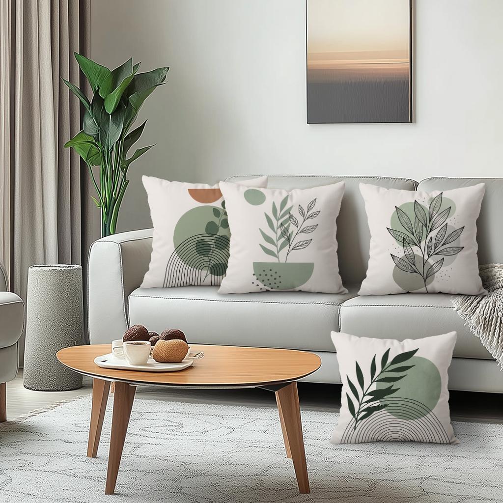 Abstract Leaves And Geometric Cushion Covers Pillowcase Home Decor Bedroom Sofa Cushion Cover Living Room Car Home Decor