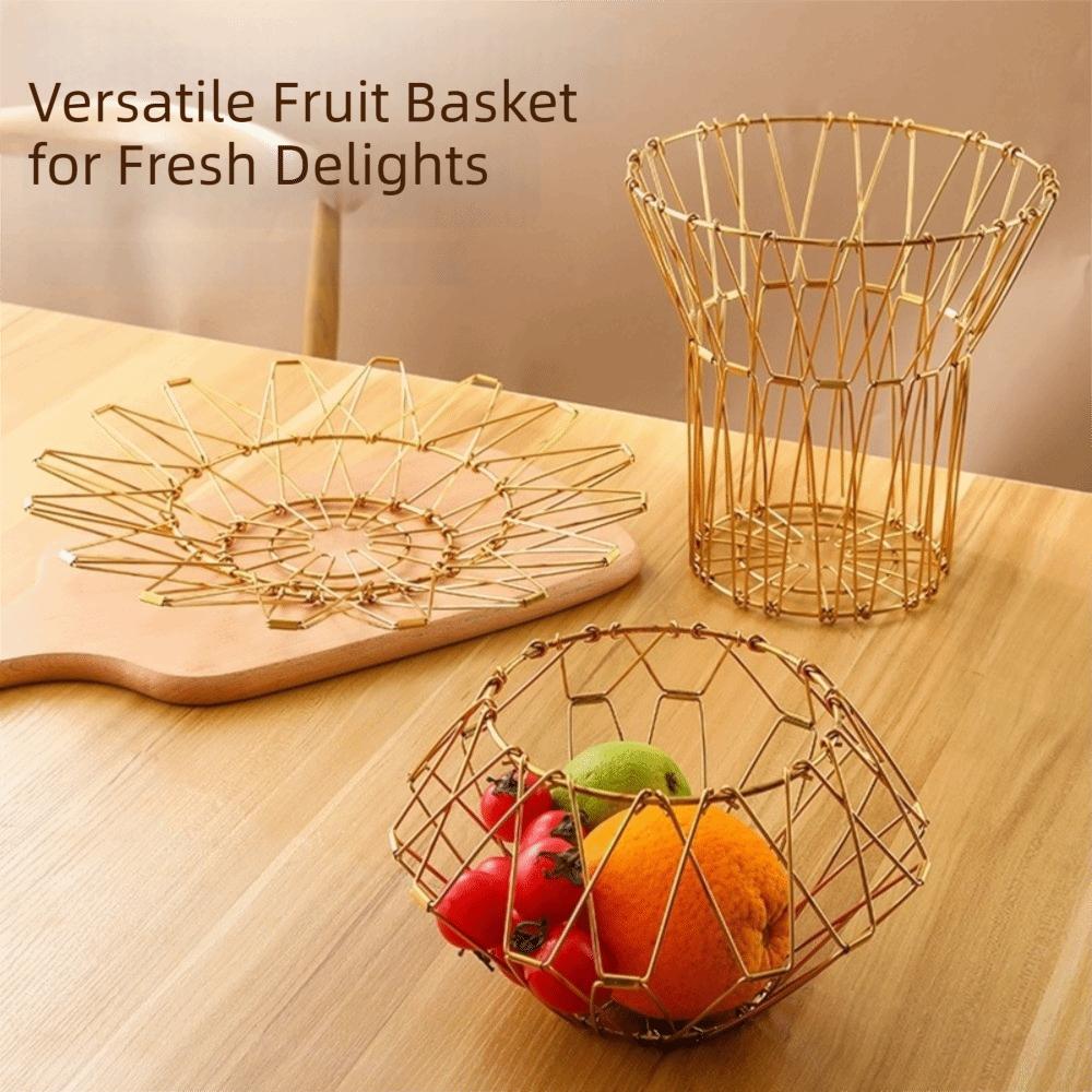 Multi-functional Hollow Structure Foldable Fruit Basket Scalable Simple Candy Dessert Rack Modern Storage Basket Desktop Storage