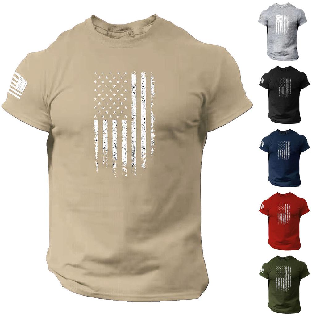 Men'S T-Shirt Short Sleeve Printed Summer Round Neck Top Trend Casual Sweatshirt