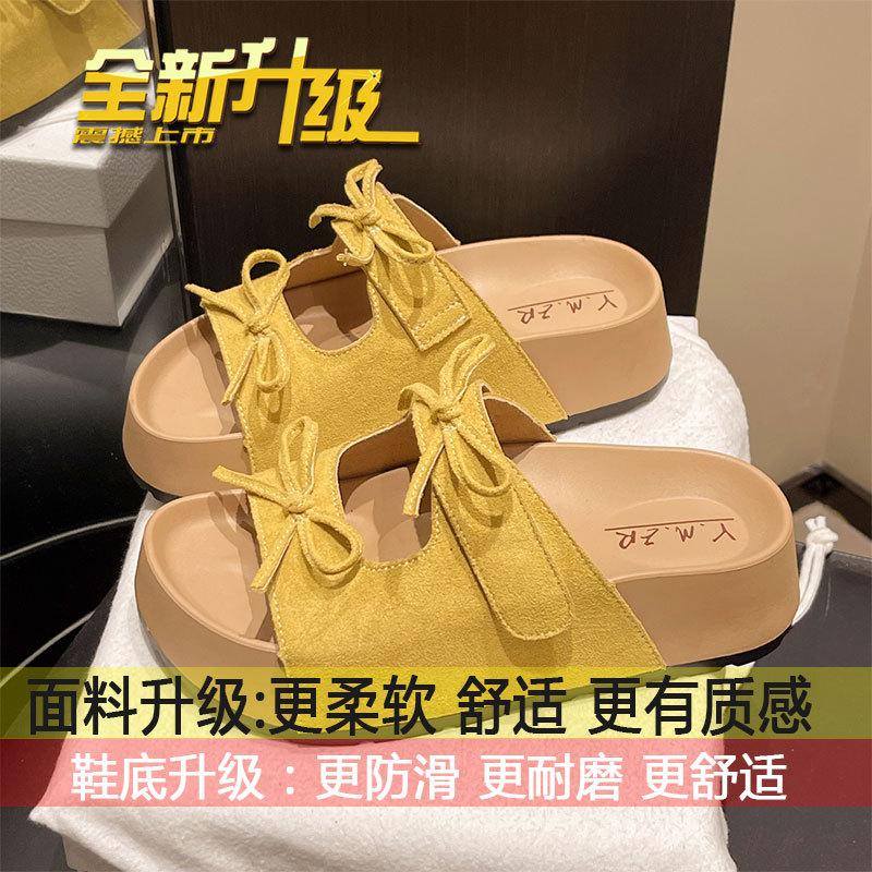 

With a skirt, fairy French bow slippers, women s summer wear the new soft-soled platform sandals in 2025 35
