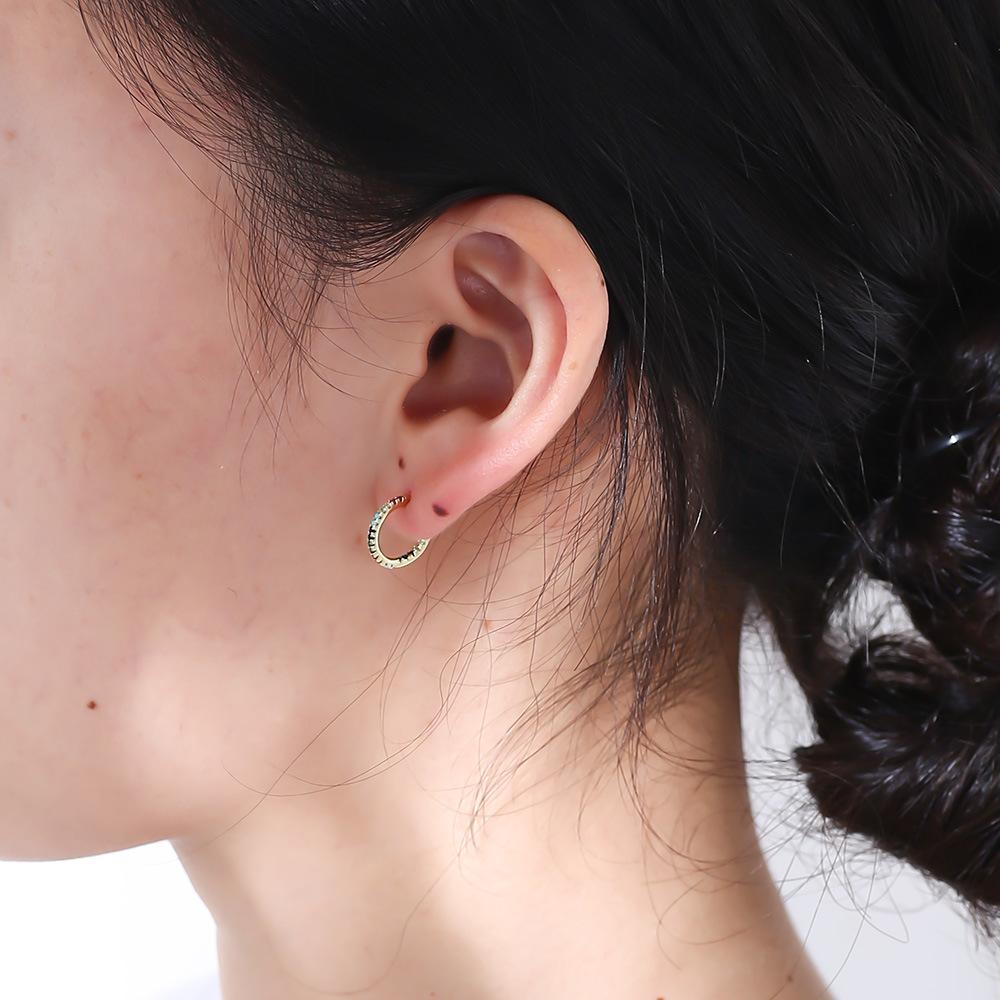 S925 Silver Inlaid Colored Zircon C-shaped Earrings Gold Plated Fine Cuff Hoop Stylish Trendy Design for Women Gift