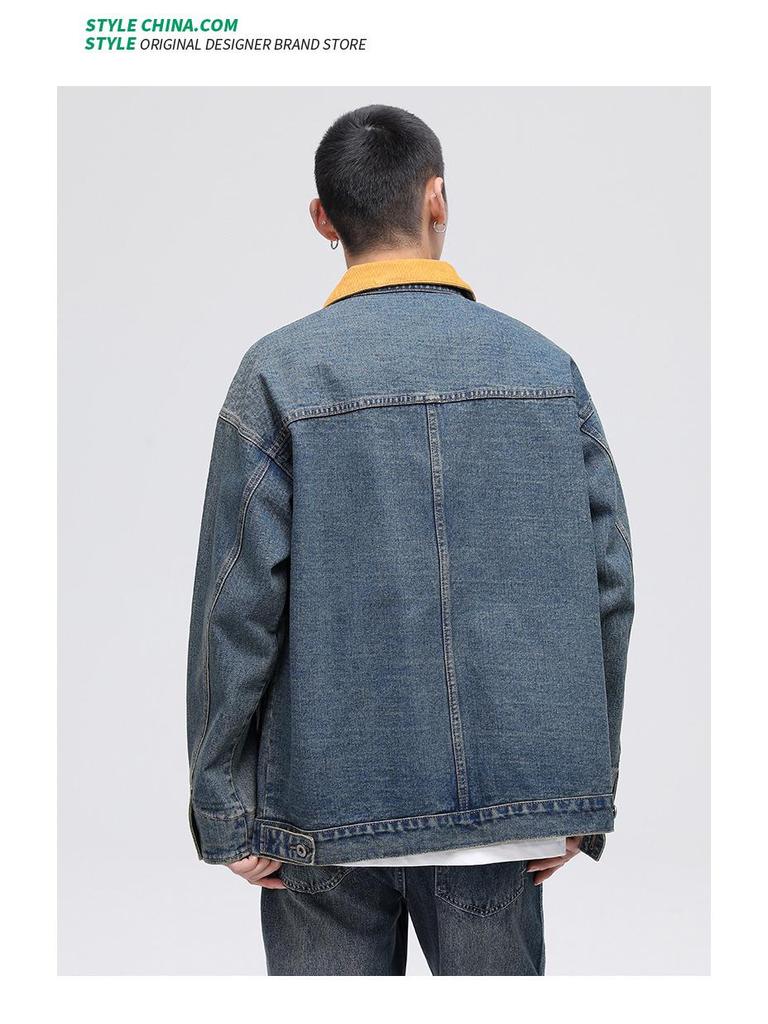 LEE 2025 Color Block Men’s Retro Denim Jacket - Loose Fit, Trendy, Slightly Wide