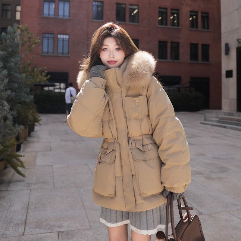 Women's Winter Plus Size Mid-Length Fox Fur Hooded Down Jacket with Large Collar