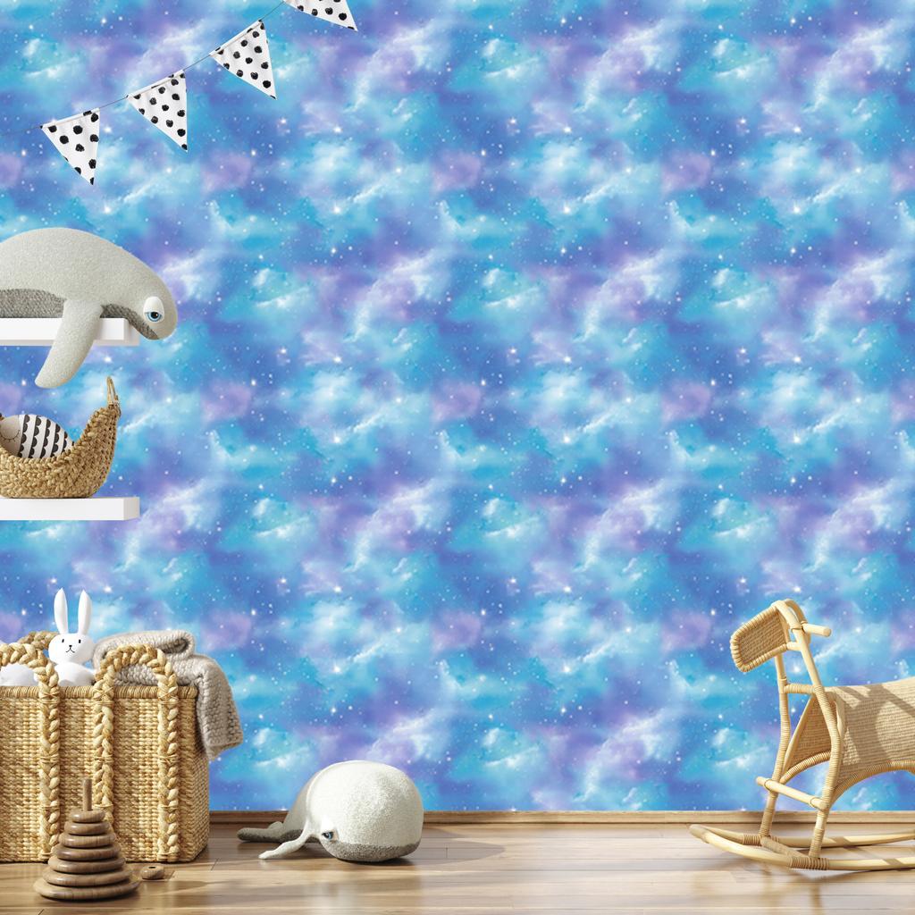 Watercolor Galaxy Azure and Blue Wallpaper for Living Room and Bedroom 50x1000