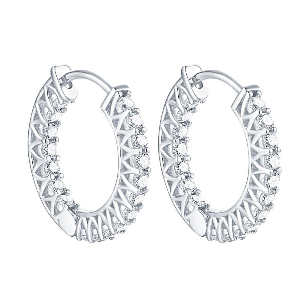 Boucles d'oreilles créoles en argent Sterling 925 pour femmes, pierres précieuses Moissanite créées, à la mode, pour fête de mariage, bijoux fins