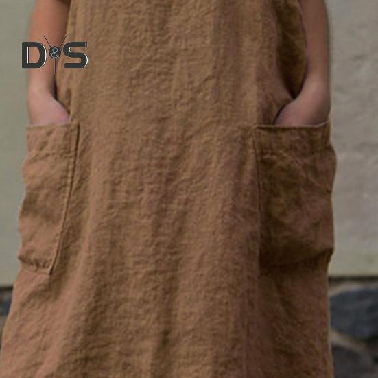 Women Bib Apron X Shape Back Bandage Design Wide Strap Large Pocket Apron Dress Kitchen Cooking Cleaning Tools