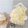 Stylish Sleeveless Daisy Vest And Shorts Set For Baby Girls Summer Wear In Soft Cotton