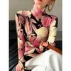 Lady's Sexy High-neck Long-sleeved T-shirt, Soft Texture for Autumn and Winter Tops, Machine Washable