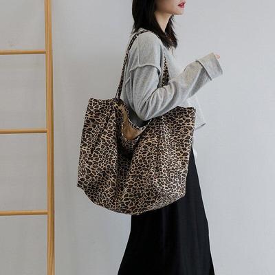 Women's 2024 Large Capacity Leopard Print Canvas Tote Bag - Fashionable & Versatile Open-Top Shoulder Bag