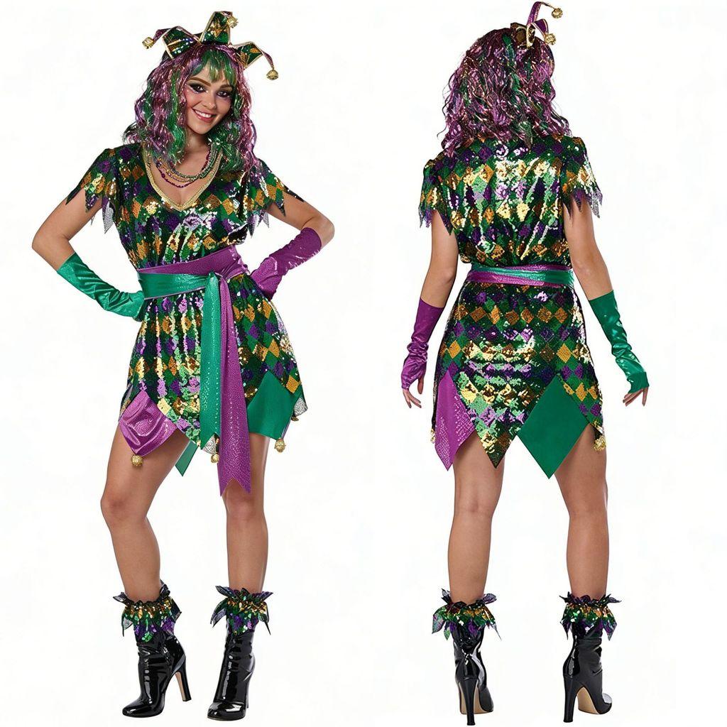 Halloween Parade Clown Costume With Polyester Fabric For Cosplay And Themed Parties