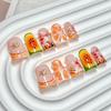 Women Ins‑Style Press‑On Nails European‑American‑Style Duck‑Bill 3D‑Carved Fruit‑Pattern Handcrafted False Nail Tips