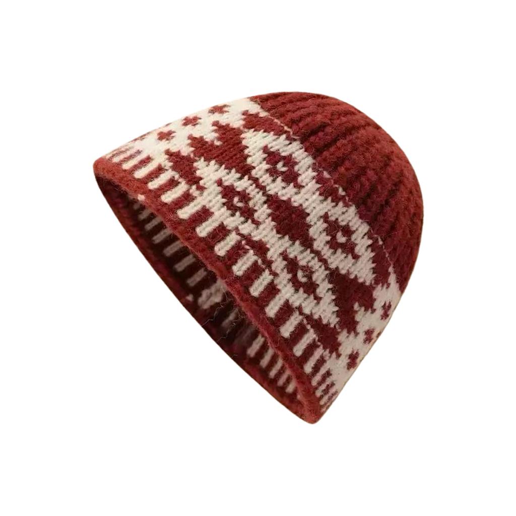Knitted Jacquard Hat for Winter Warmth Rhombic Pattern Pullover Hat for Women Teens Girl Everyday Wear All Matching