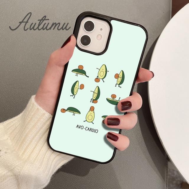 Cute Avocado Cartoon Phone Case for iPhone 11 12 13 14 Pro Max Mini X XR XS SE 2020 6S 7 8 Plus Samsung Galaxy S21 S22 Shell
