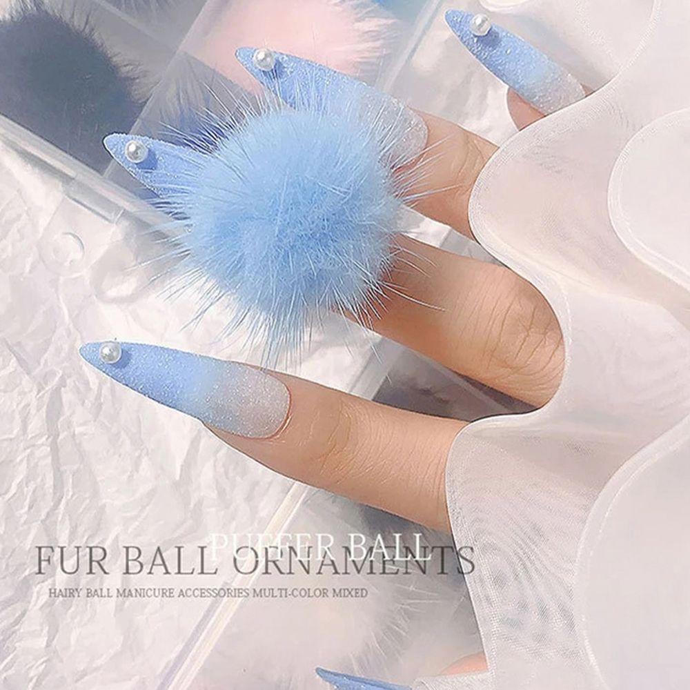 Manicure Tools Magnetic Nail Pom Poms Nail Ball With Base Nail Art Fluffy Pom DIY Nail Decoration