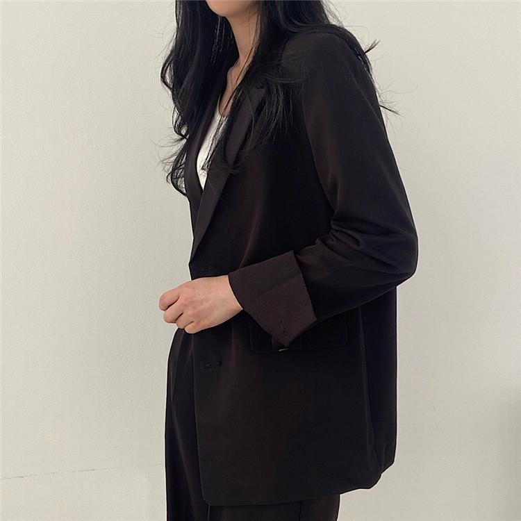 Womes Retro Blazer Suit With Pockets Polyester Fabric For Office Wear