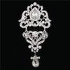 DIEZI Luxury Gold Silver Color Crystal Flower Bridal Brooches for Wedding Women Party Rhinestone Bouquet Water Drop Brooch Pins