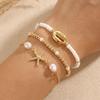 3Pcs Stretch Beaded Bracelet Set Pearl Multiple Layers Bracelet Fashion Shell Bracelet Set  Party