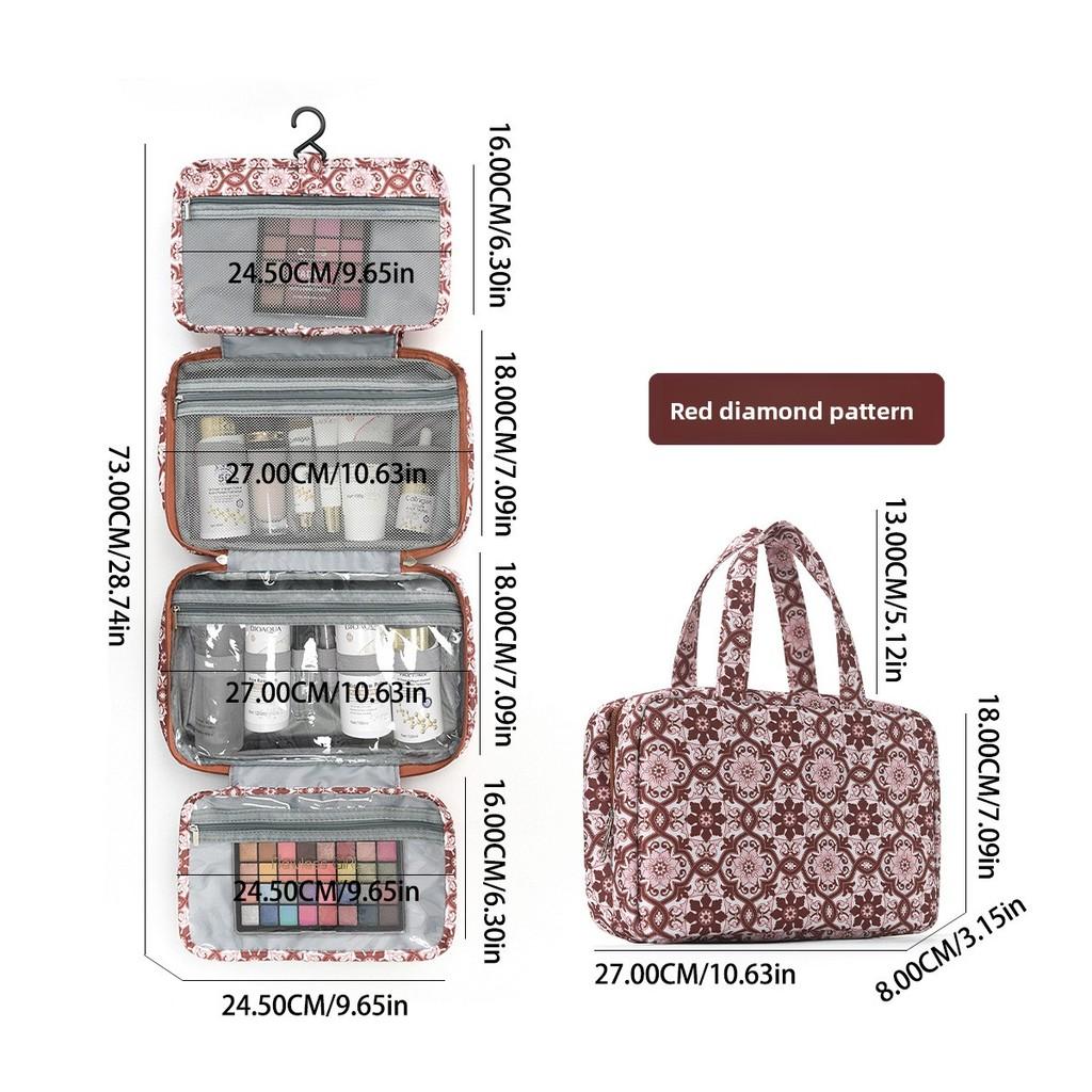Modern Floral Travel Cosmetic Bag With Wet Dry Separation For Makeup And Toiletries
