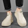 Autumn Beige Men Leather Casual Shoes Designer Platform Casual Sneakers Comfort Slip-on Loafers Shoes Man mocasines de hombre