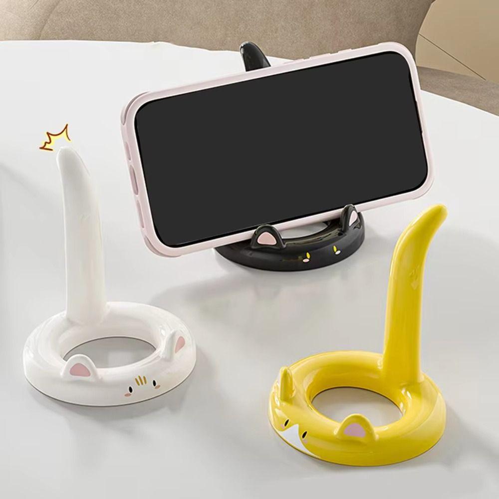 Anti Slip Cat Desktop Stand Figure Model Cat Shape Phone Bracket  Watching TV Phone Support