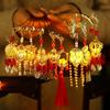 Chinese Rabbit Lantern Hair Pin Clips Hair Sticks LED Light Hair Accessories for Women Kids Retro Lotus Flower Tassel Headpieces